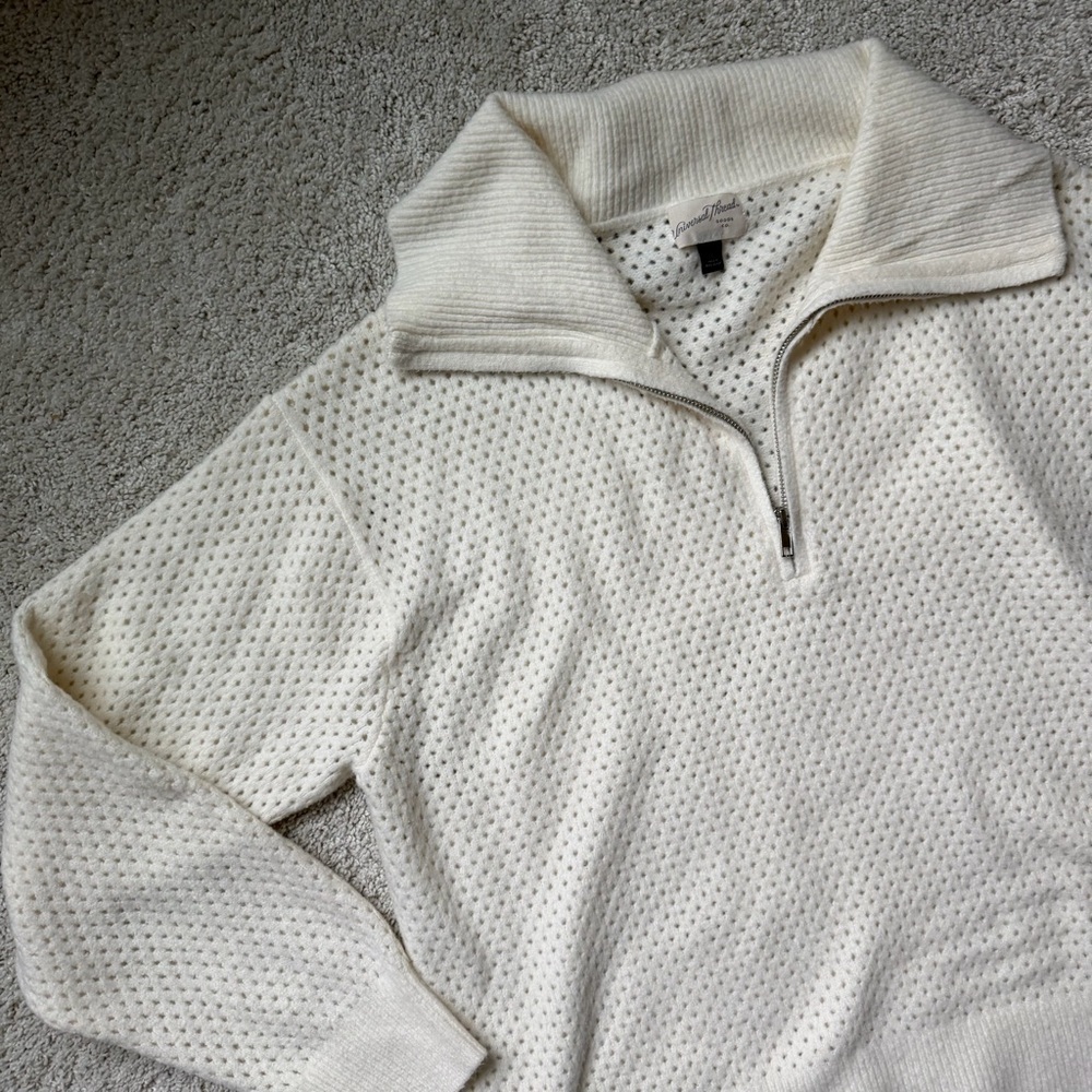 Universal Thread Cream Quarter Zip Knit Sweater - Size Large - Picture 4 of 8